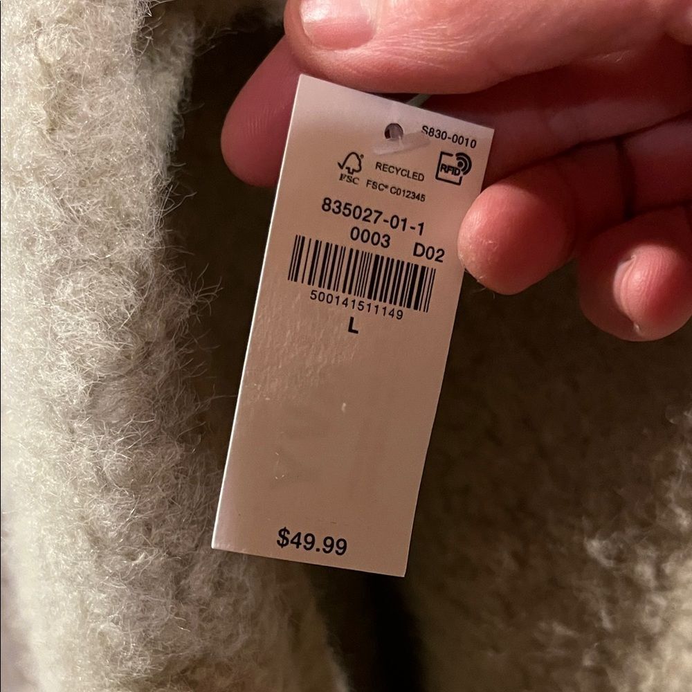 Old Navy Beige Fleece Teddy Sweater - Picture 6 of 10